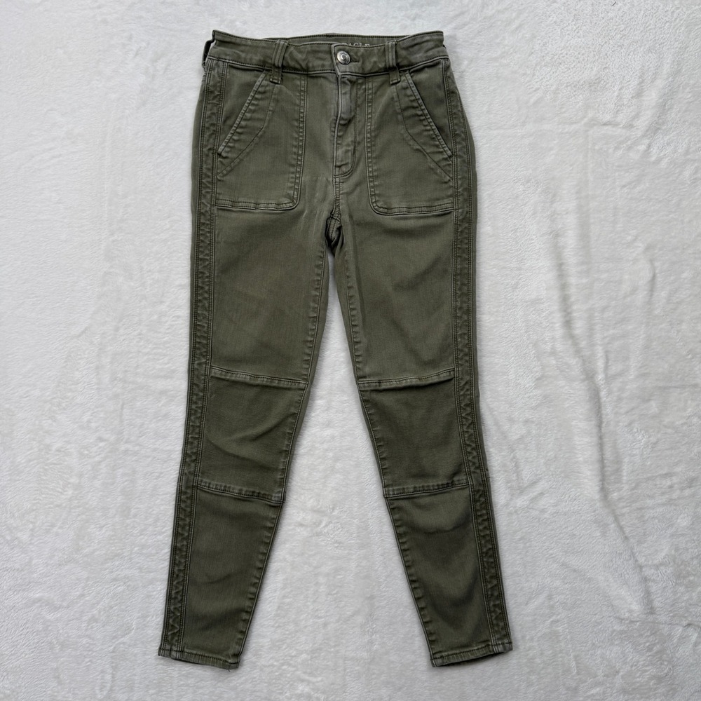 American Eagle Jeggings Womens 2 Short Olive Ne(x)t Level Stretch Moto High Rise
